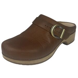 Dansko Baylor Oiled Leather Slip-on Mules Clogs Shoes Size 38 7.5 8 Tan